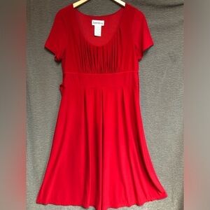 Danny, Nicole 12 red dress with round neck and pleates